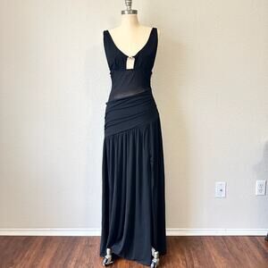 RUNAWAY THE LABEL Denver Maxi Dress Black Sleeveless Cut Out Party